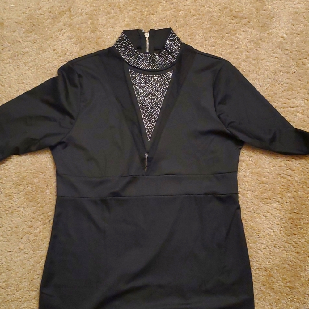 Cute Party dress Black long sleeve mini dress